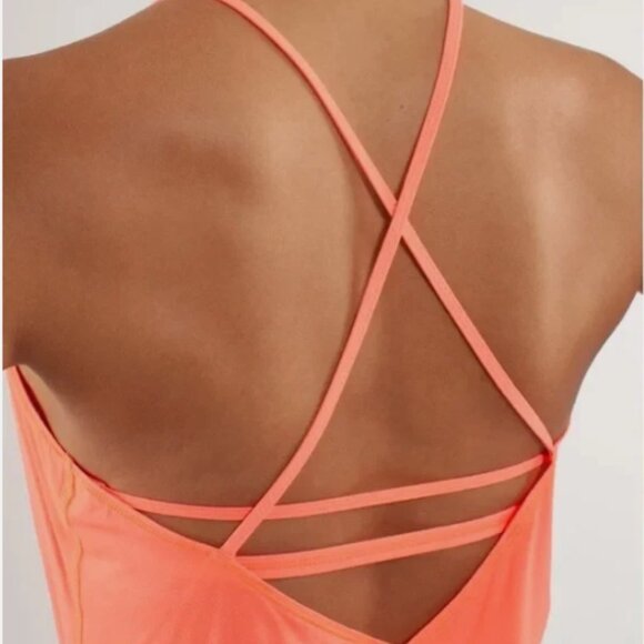Lululemon Flow and Go Tank II Orange Pop Women's 4 Built In Bra Halter Open Back - Picture 3 of 11